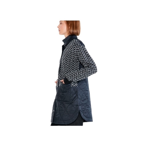 Nic+Zoe Quilted Mix Media Coat Snap Closure Large Front Pockets Size Large NWT - Picture 3 of 15